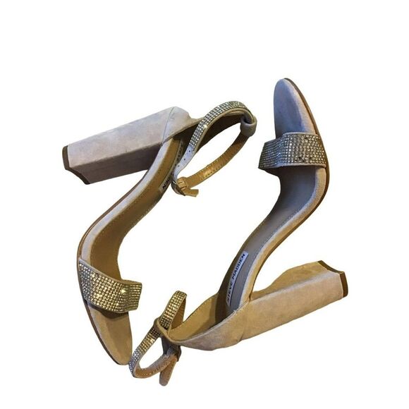 Suede Rhinestone Ankle Straps, Steve Madden Heels, Size 7.5 - Picture 2 of 9
